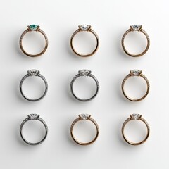 Variety of elegant diamond and gemstone rings on display