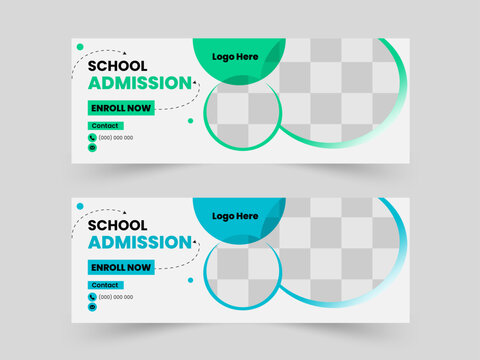 School admission Facebook cover page layout & kids web banner template design set