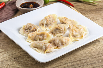Asian steamed dumplings with meat