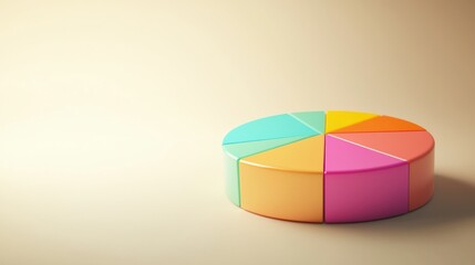 Obraz premium A vibrant pie chart glowing against a soft beige backdrop.
