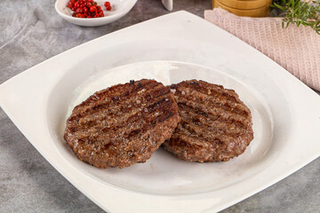 Grilled beef burger cutlet minced meat