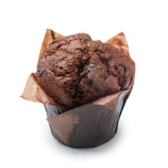 Chocolate muffin, on a white background, isolated.