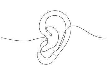 Continuous One-Line Drawing of a Human Ear - Minimalist Anatomical Art