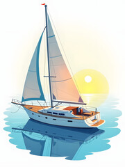 speedboat professional photography, realistic speedboat, simple sunrise backdrop for isometric speedboat