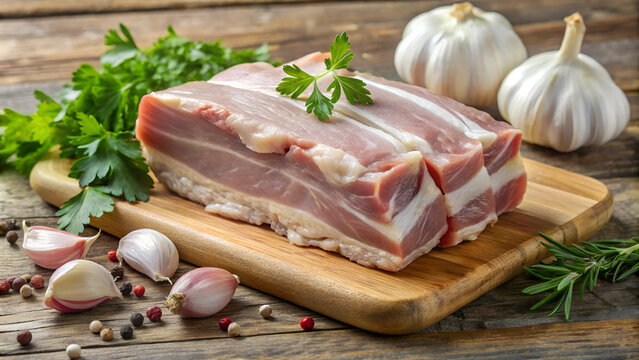 Fatty Pork fatback garlic. Organic natural.