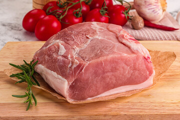 Raw pork meat piece for cooking