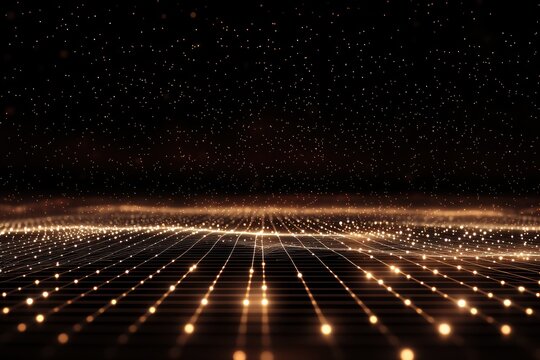 Abstract scatter plot glowing over a dark grid.