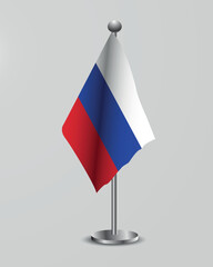 Russian National Flag on Stand. Representation of the russian flag for official meetings, conferences, official events and international events of the country.