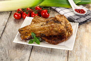 Tasty roasted pork ribs with spices