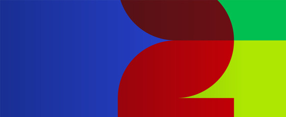 Abstract blue background with multicolored shapes on the right side. Background for the 2026 World Cup