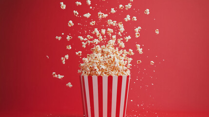 popcorn on a red background