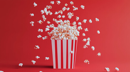 popcorn on a red background