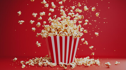 popcorn on a red background