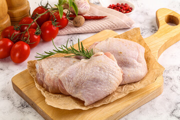 Raw chicken thighs for cooking