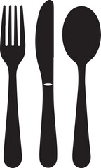 Cutlery icon set. Spoon, fork, forks, knife. Black silhouette. Logotype menu. Tableware set flat style. Dinner service collection.