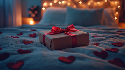 red gift box with candle