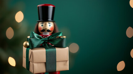 christmas gift box with nutcracker