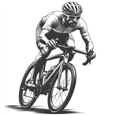 Fototapeta premium Monochrome illustration of a cyclist in racing position.