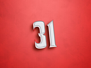 Sale banner text effect of number 31 on red background.