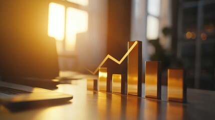 Close-up on a bar graph symbolizing business profitability and rising sales.