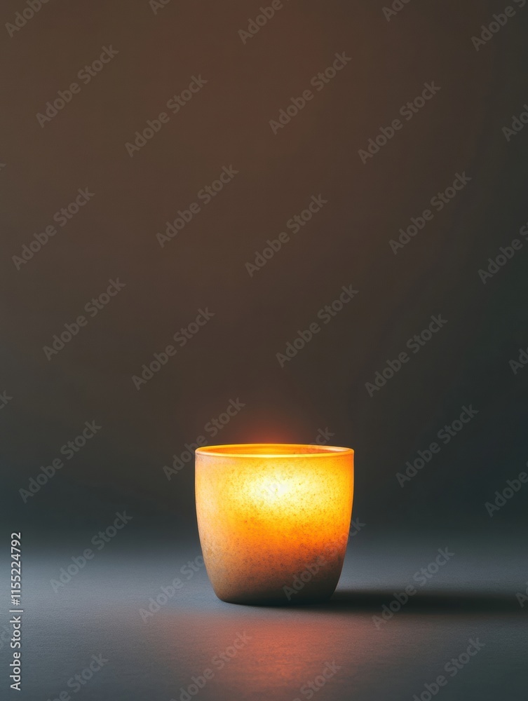Fototapete single lit candle emits warm light in a dimly lit space creating a serene atmosphere for relaxation.
