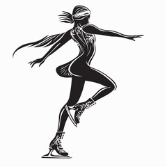 Girl Artistic Ice Skating Stock Vectors and Vector Art  isolated on white background 