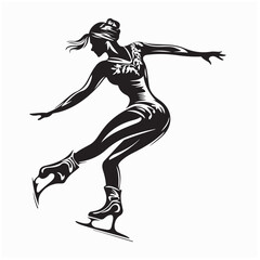 Figure Skater silhouette image vector isolated on white background 