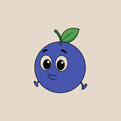 blueberry fruit cute repeat in square background, illustration fruit