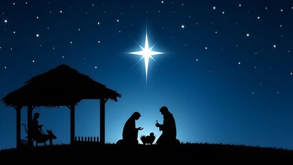 nativity scene with holy cross