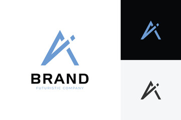 Letter Ai identity logo design with line shape vector design element, minimalist style for business technology and company identity