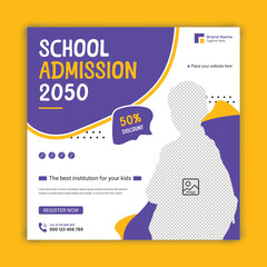 School admission social media post or Web banner template design