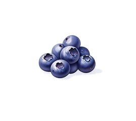 A cluster of fresh blueberries displayed on a clean white background