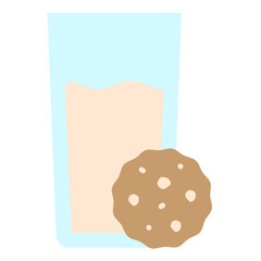 Illustration of Milk and Cookie Flat Icon Design