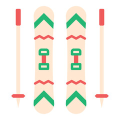 Illustration of Ski Flat Icon Design