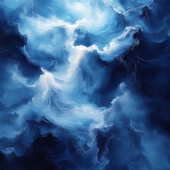 Abstract swirling blue cloudscape.