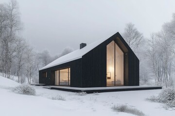 Architecture 3d rendering illustration of modern minimal house on white background 