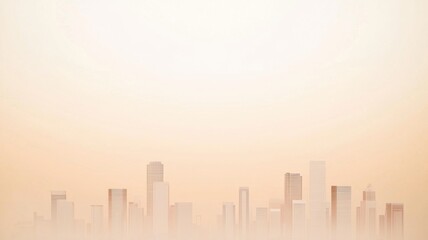 Faded city skyline with soft hues, evoking a tranquil urban atmosphere.