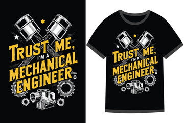 Vector illustration for Mechanical Engineering t shirt design, Mechanical Engineering t shirt design