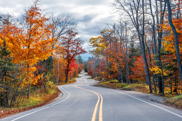 Obraz premium A Road at Autumn in Door County of Wisconsin