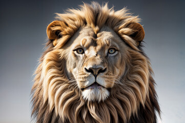 A hyper-artistic, photorealistic of a lifelike male Lion, showcasing its intricate fur details,...