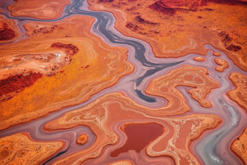 Abstract landscape swirling patterns rivers valleys hills colors