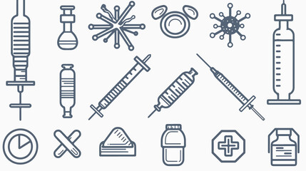 Vaccine Outline Icons Vector Illustration Editable Design Elements