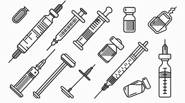 Vaccine Outline Icons Vector Illustration Editable Design Elements