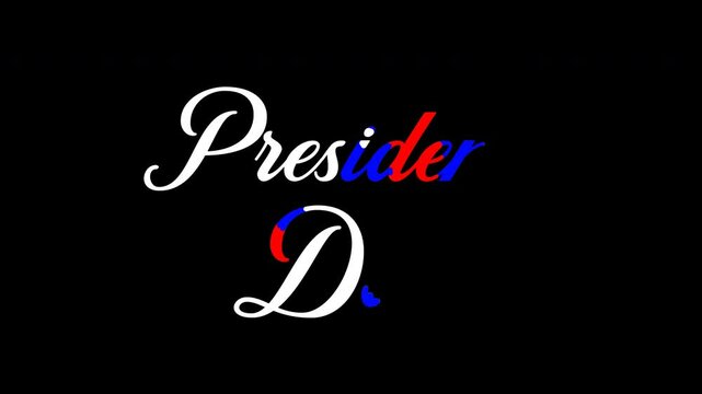 President Day text in red, blue, and white animation lettering. Suitable for Presidents Day promotional materials, social media posts, or holidaythemed designs. 4K alpha channel