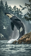 Obraz premium dolphin jumping out of water
