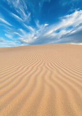 Naklejka premium Beige beach sand waves surface texture desert dune landscape beach wallpaper summer wallpaper beach background tropical nature