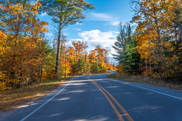 A Road at Autumn in Door County of Wisconsin