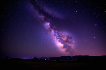 Night sky rural landscape Milky Way stars constellations meteors
