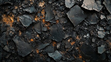 Fototapeta premium Burnt leaves and wood creating textured ground cover. Backgrounds and resources concept