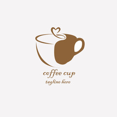cup of coffee with heart logo design